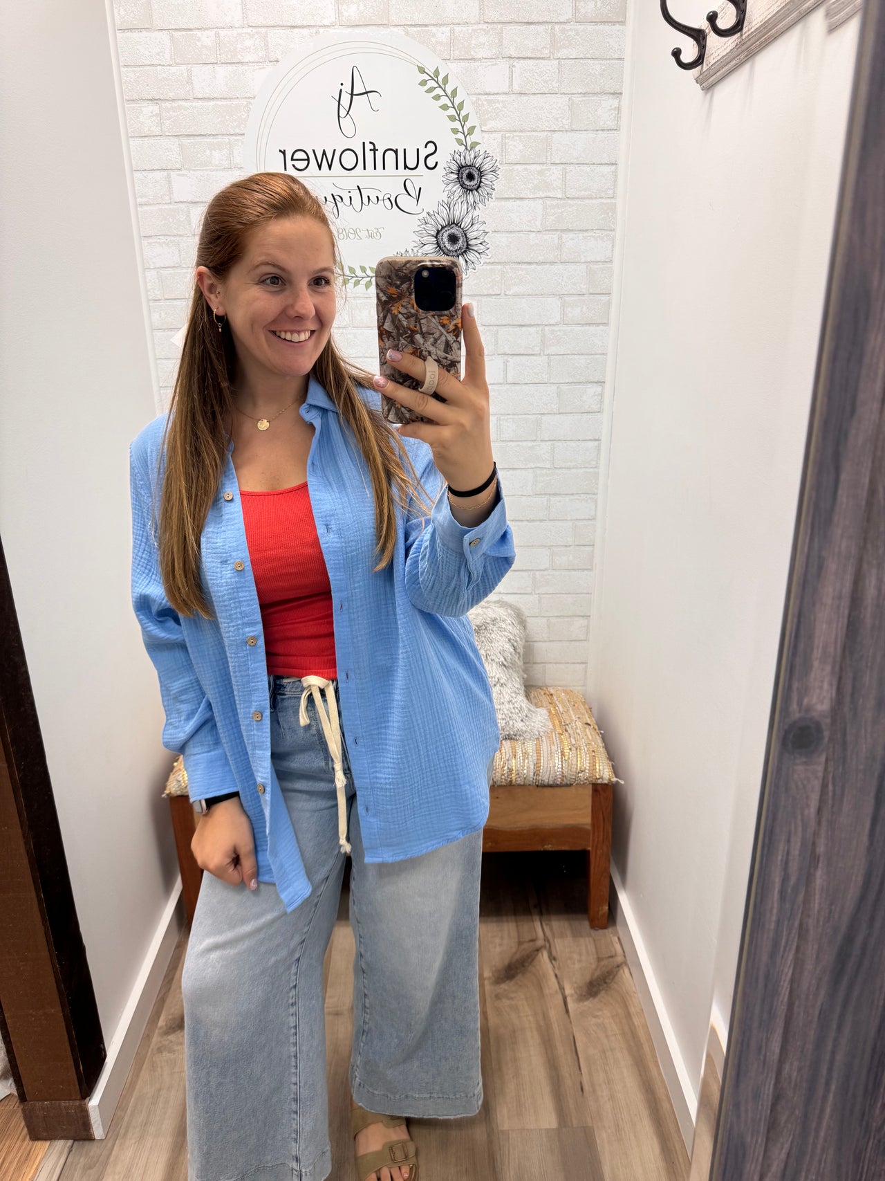 Seaside Breeze Button Down - Ocean Blue
