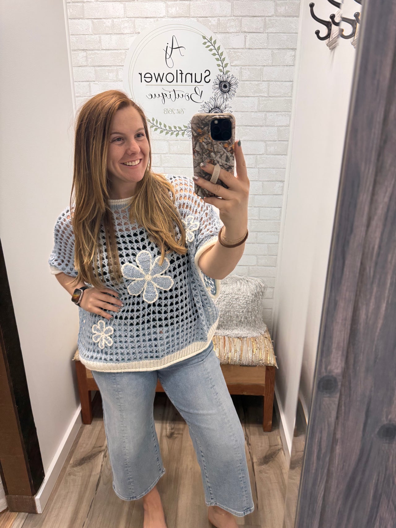 Coastal Flower Net Sweater