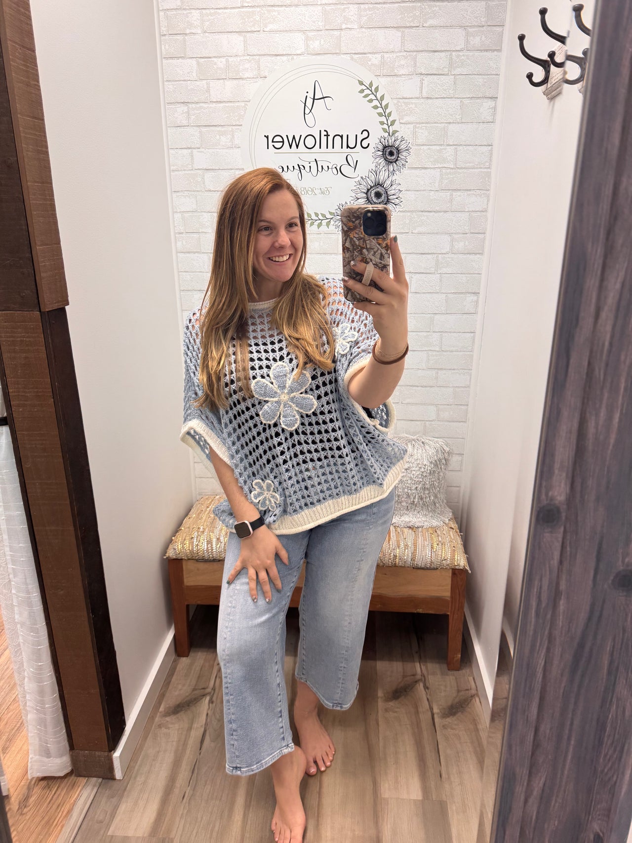 Coastal Flower Net Sweater