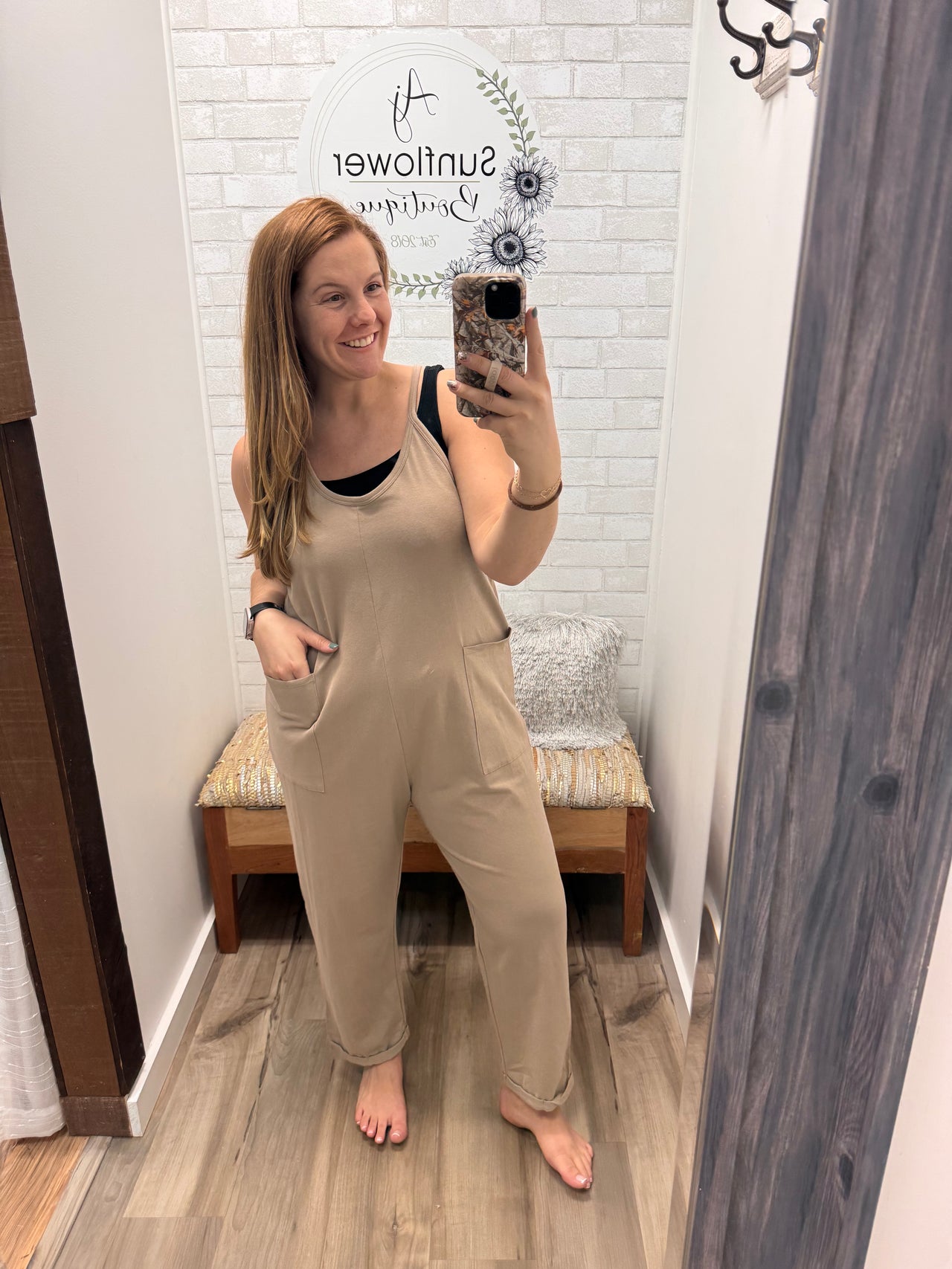 Ready to Go Jumpsuit- Tan