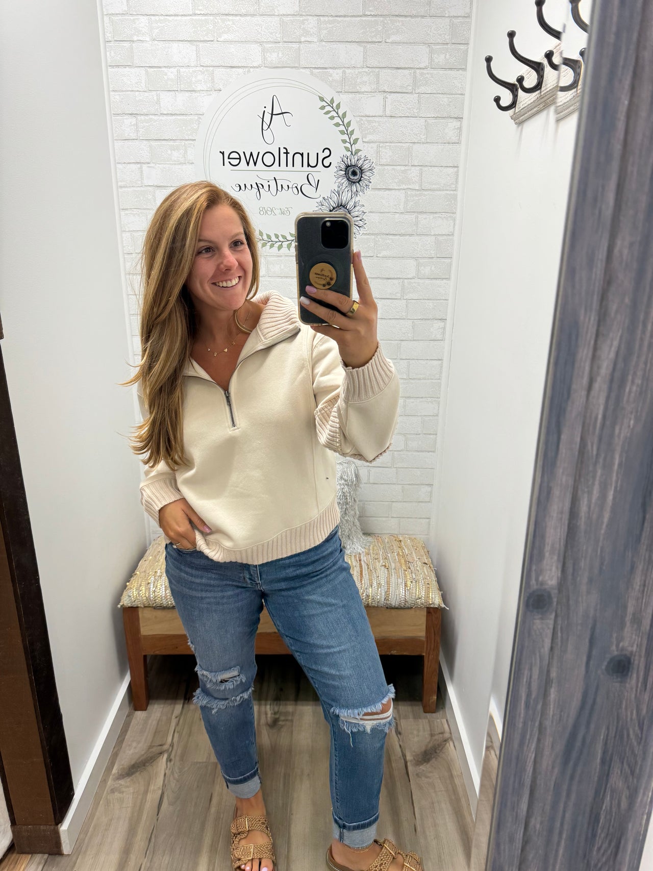 Morning Light Quarter Zip Bone