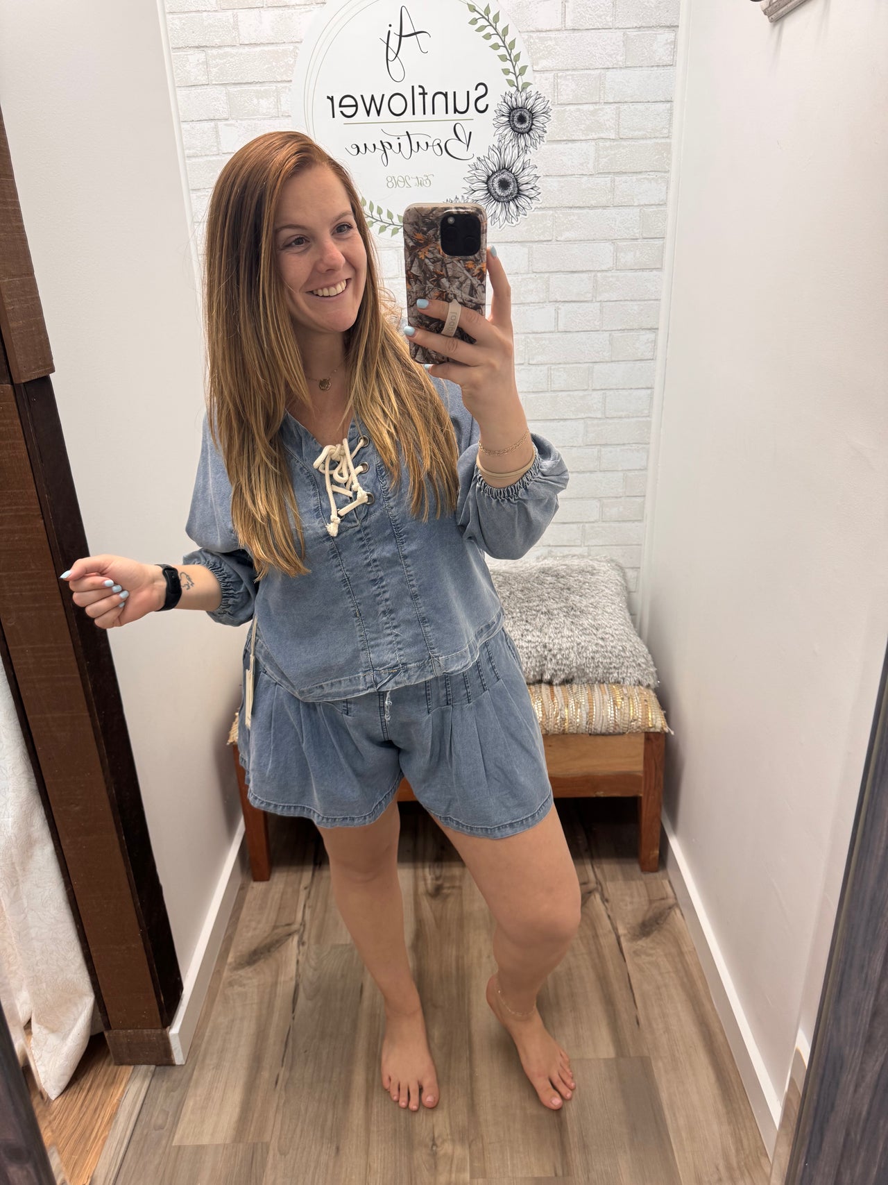 Easy Tide Lace-Up Blouse