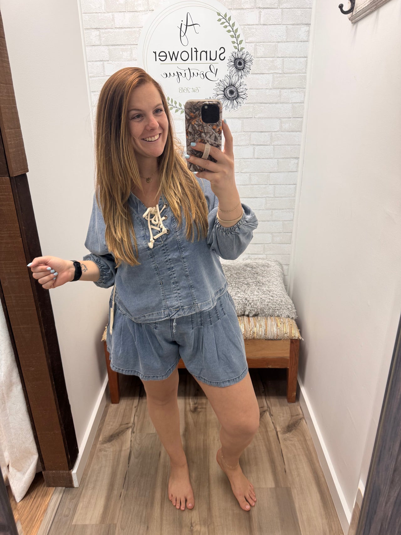 Easy Tide Lace-Up Blouse