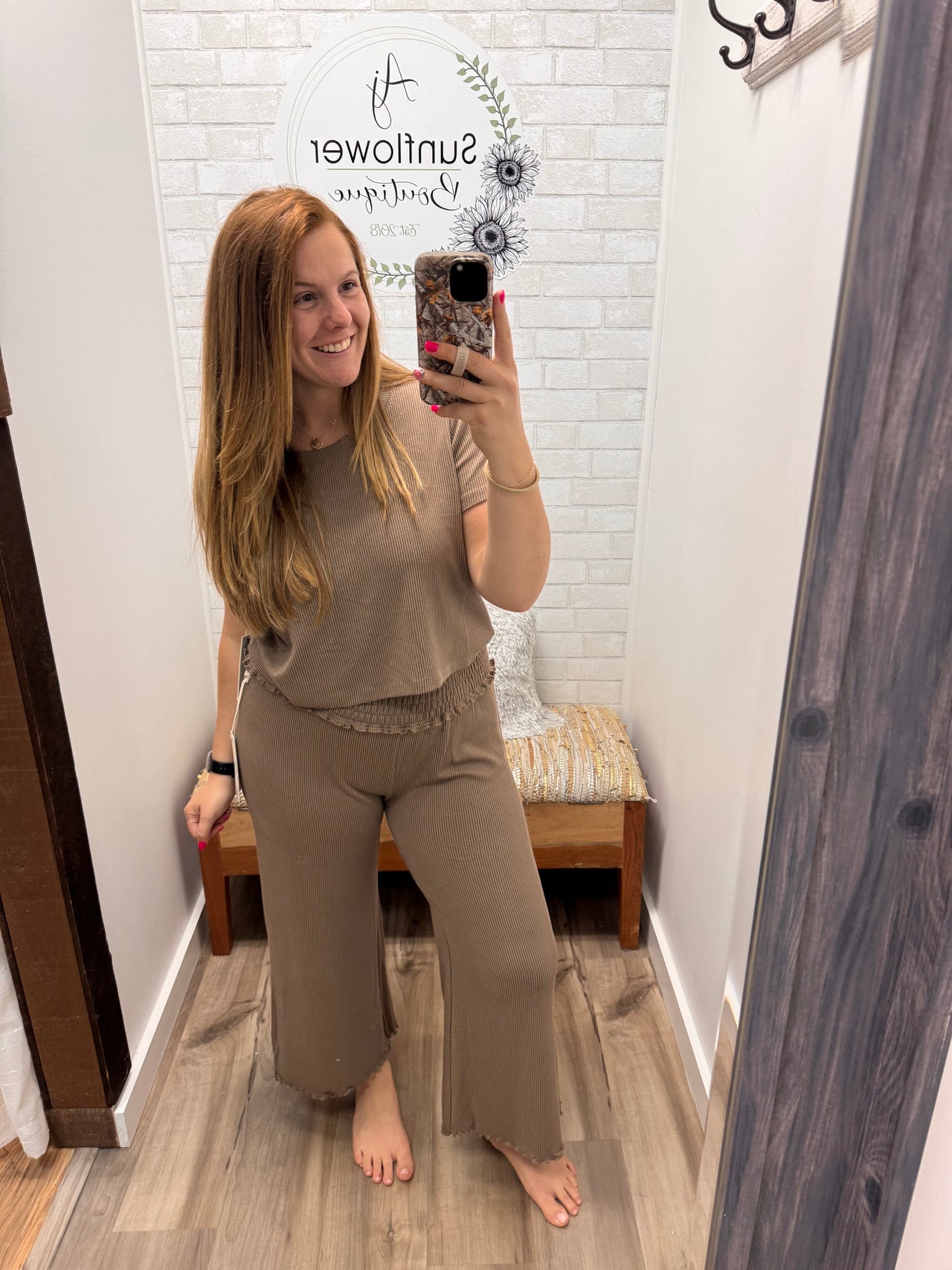On the Go Ribbed Pants- Mocha