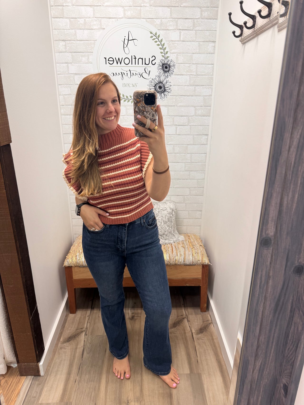 The Annie Striped Sweater - Rust