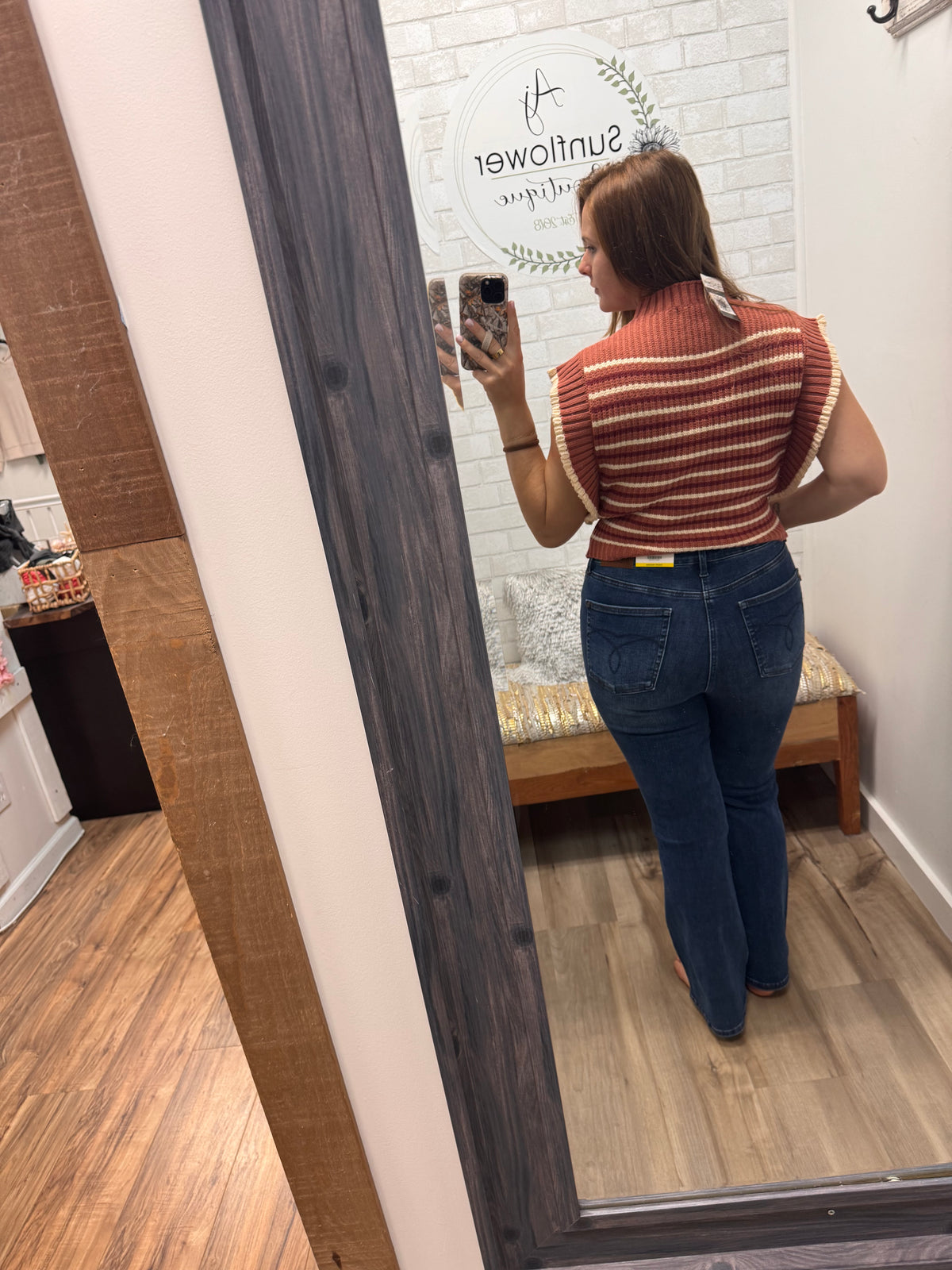 The Annie Striped Sweater - Rust