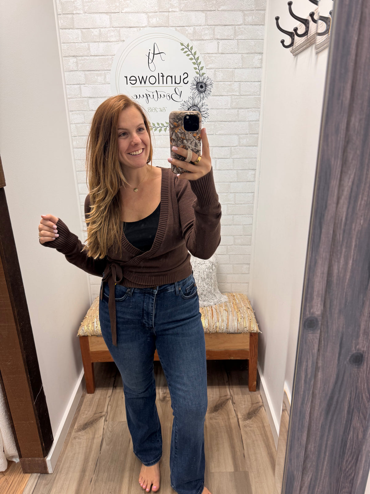 The Tessa Wrap Sweater - Dark Brown