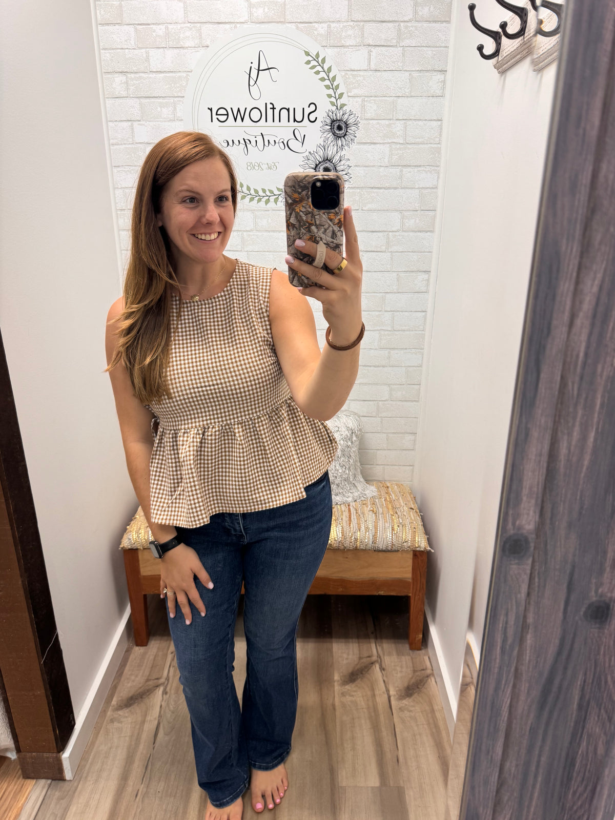 The Autumn Check Peplum Top