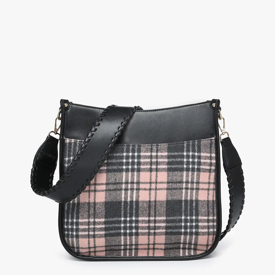Frosted Rose Plaid Crossbody