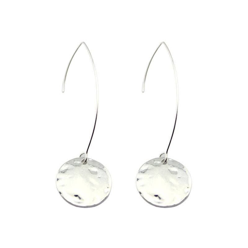 Pressed Metal Hang Earrings: Silver