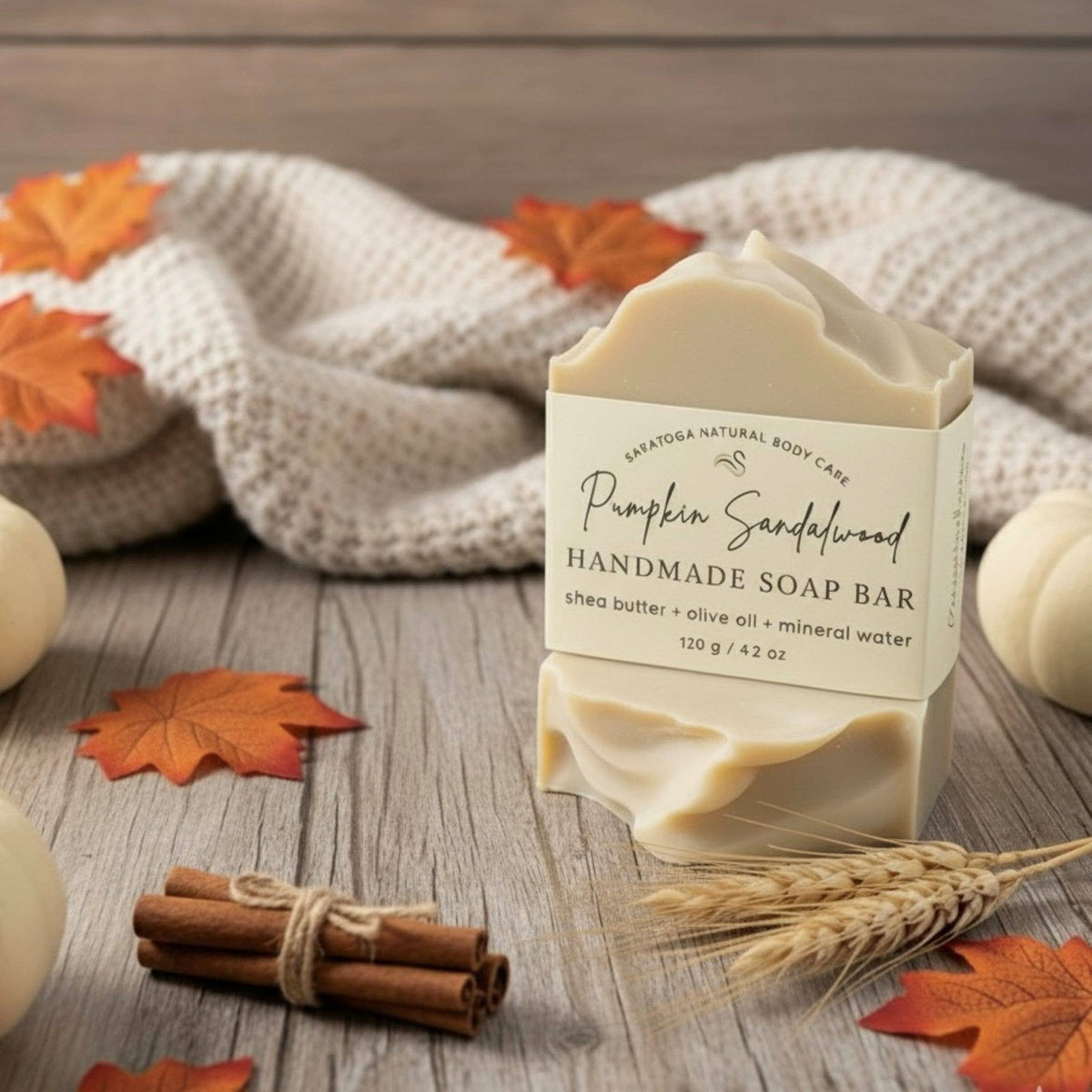 FALL Pumpkin Sandalwood Handmade Soap Bar VEGAN