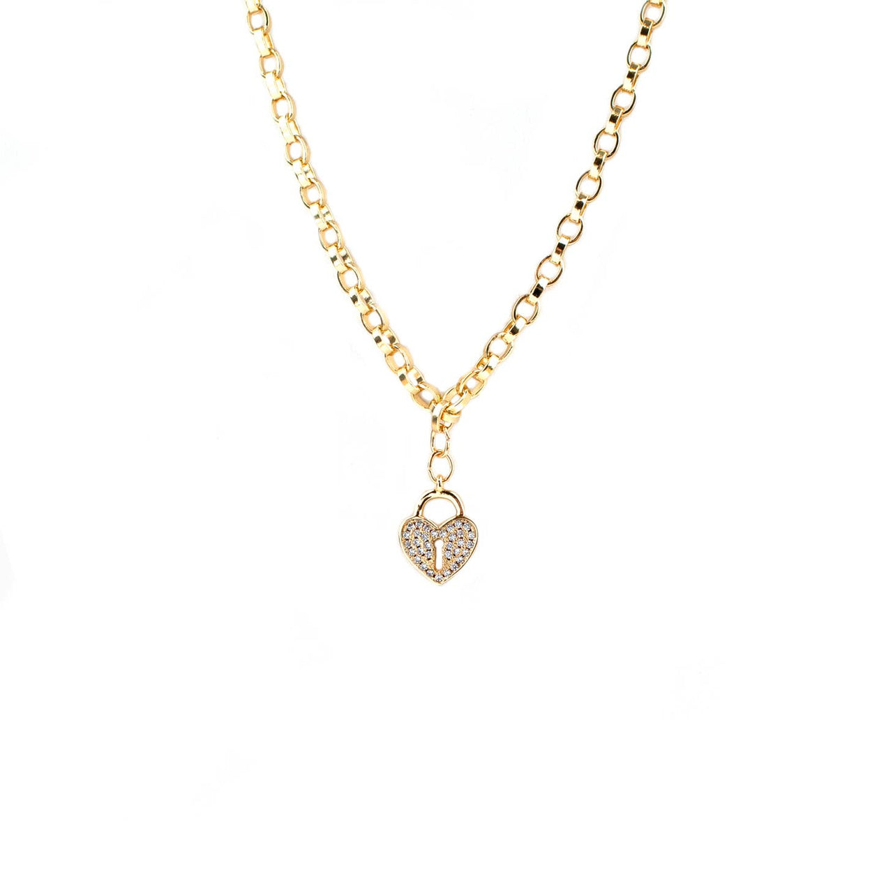 Chain Pave Heart Locket Necklace -A3