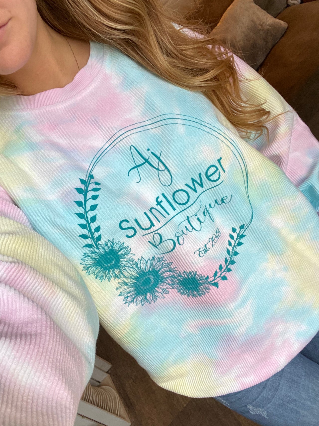 AJ Sunflower Boutique Tie Dye Sweatshirt